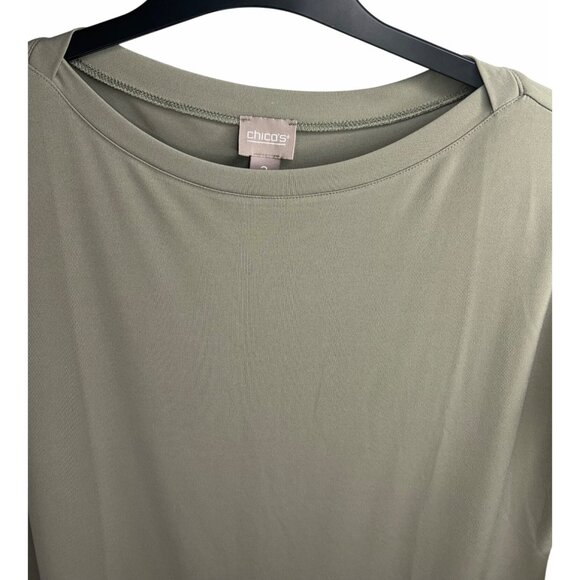 Chicos Womens Sage Green Short Sleeve Top Size 2 - Picture 3 of 11
